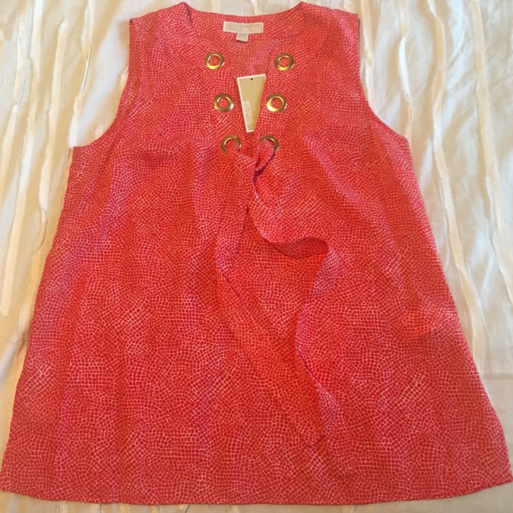 Michael Kors sleeveless blouse with tie